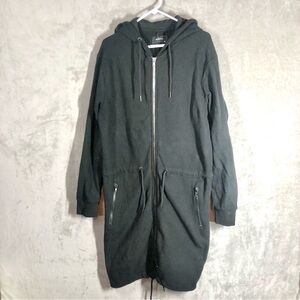 Reserved Long Zip Up Hooded Sweatshirt Jacket Men’s XL Black Jogging Outdoors